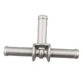 Aluminum coolant hose T-fitting coupler connector, three-barb design for pipe hoses