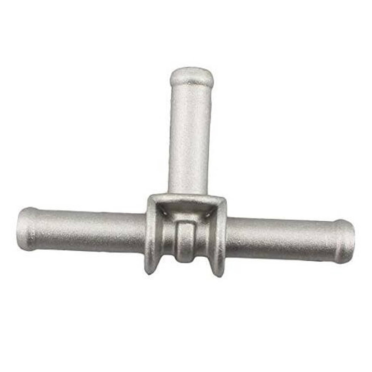 Aluminum coolant hose T-fitting coupler connector, three-barb design for pipe hoses