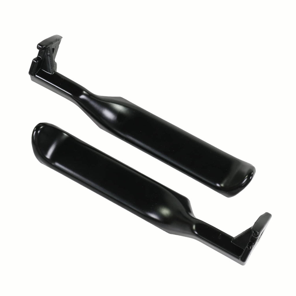 Pair of black interior door handles with curved bars and base mounting brackets