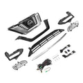 Front grille and fog light kit parts bundle with mounting brackets and wiring harness