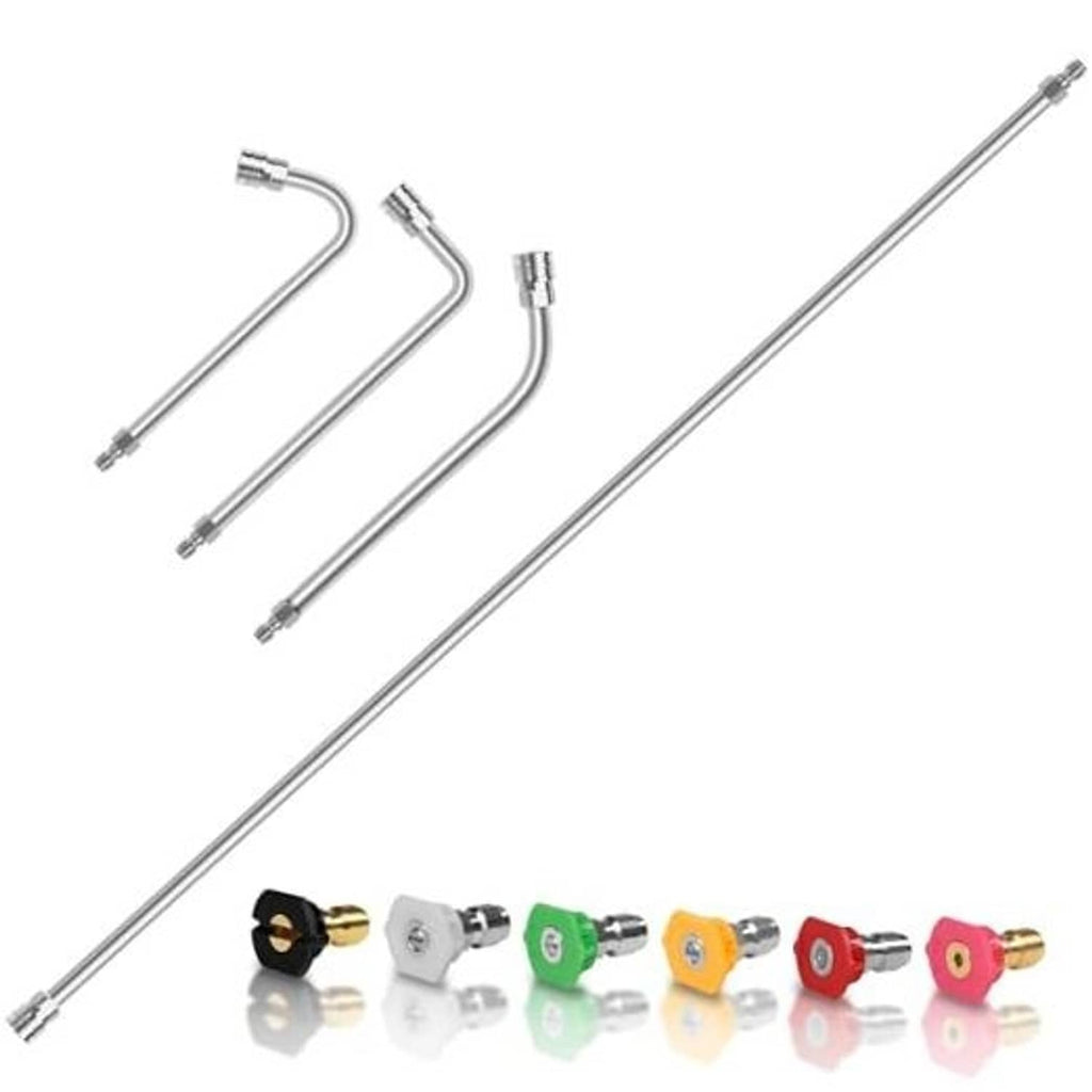 60-inch stainless pressure washer extension wand with connectors and curved adapters