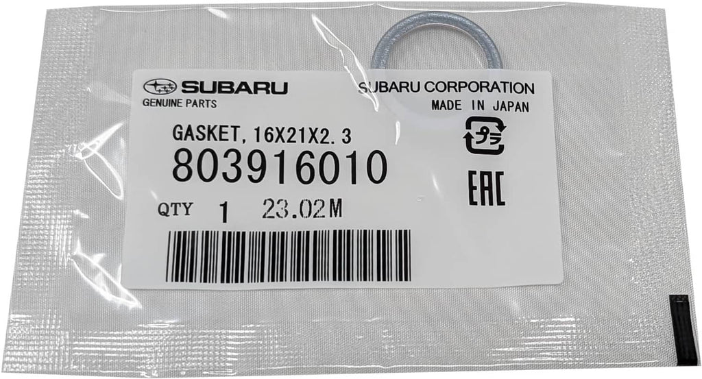 Sealed parts bag with printed label, barcode, and Subaru branding.