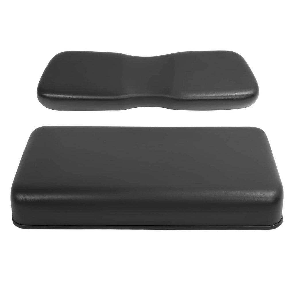 Black contoured seat backrest and bottom cushion in two-piece set