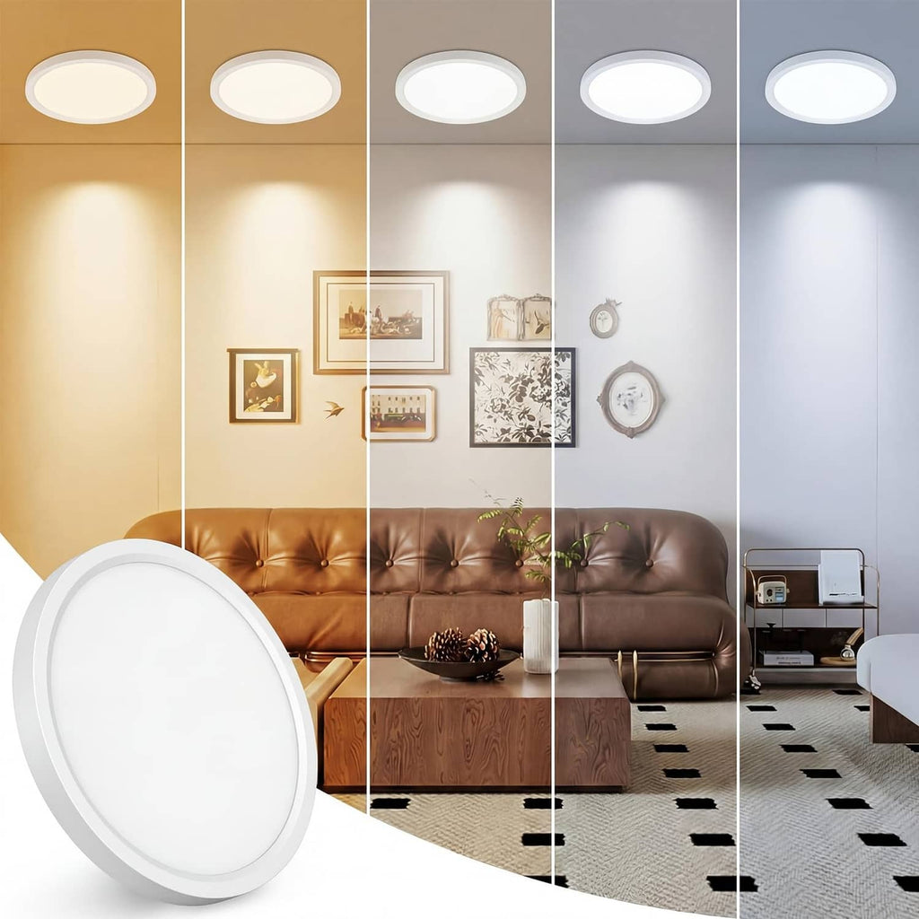 7-inch round white LED ceiling light with flush mounting