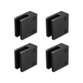 Black square glass clamp brackets, set of 4 pieces with mounting bolts