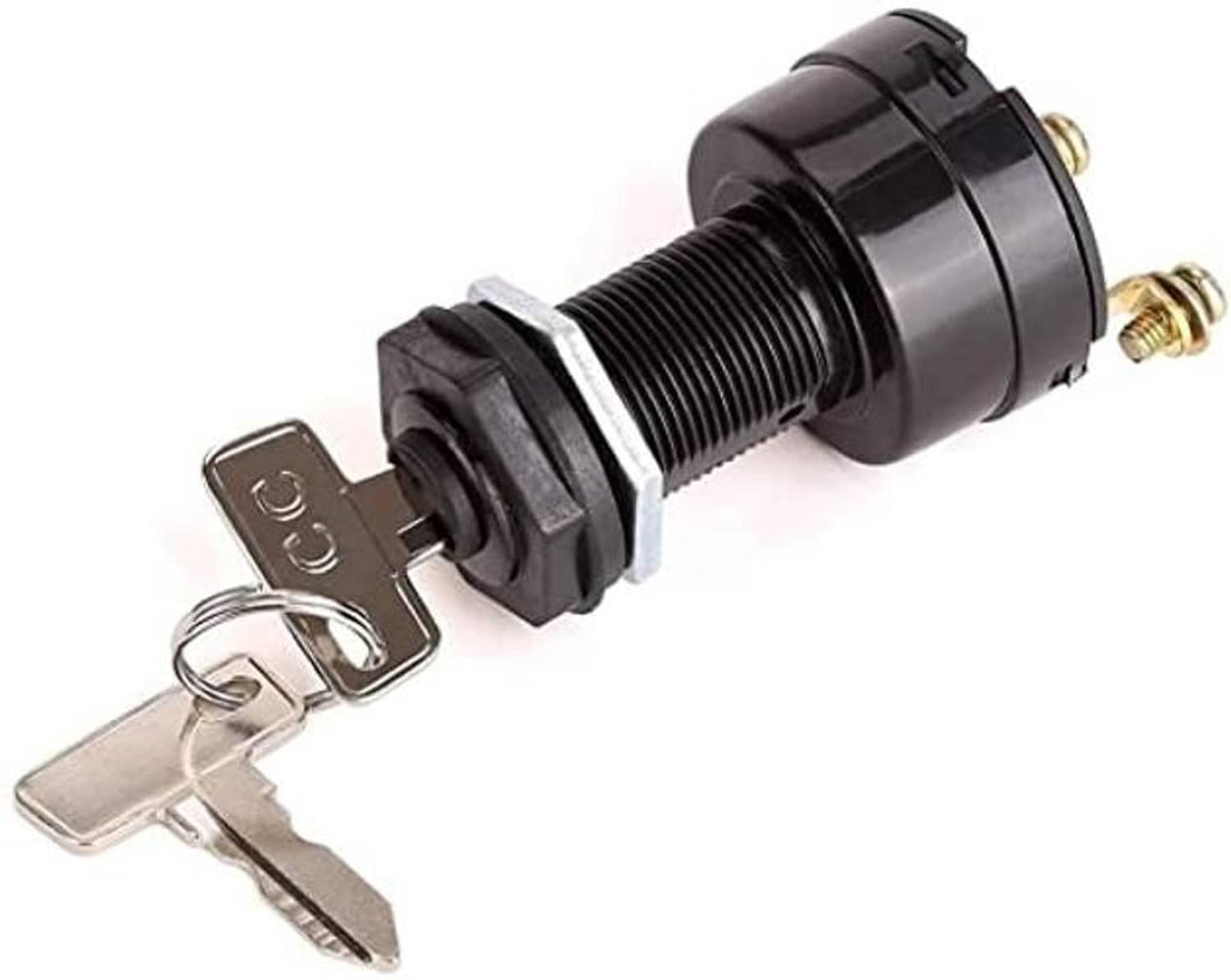 Ignition key switch with two keys and black threaded cylinder body