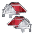 Rear bumper reflector and stop lamp with red and clear lenses, chrome housing, left/right set