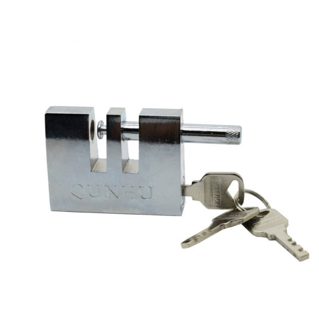Steel vehicle pedal lock tool with keys attached to the keyring