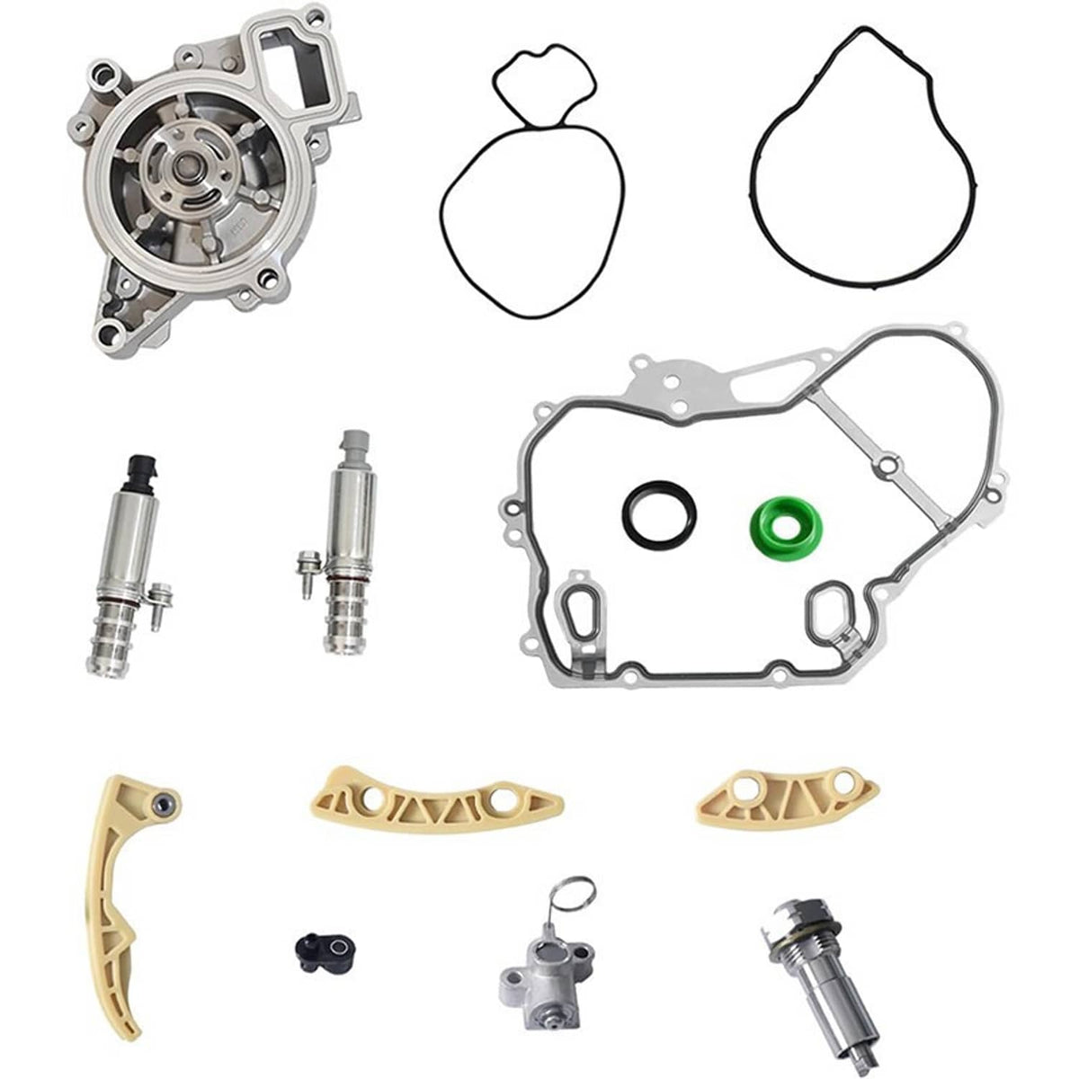 Timing chain kit with water pump and gasket set, assorted engine parts