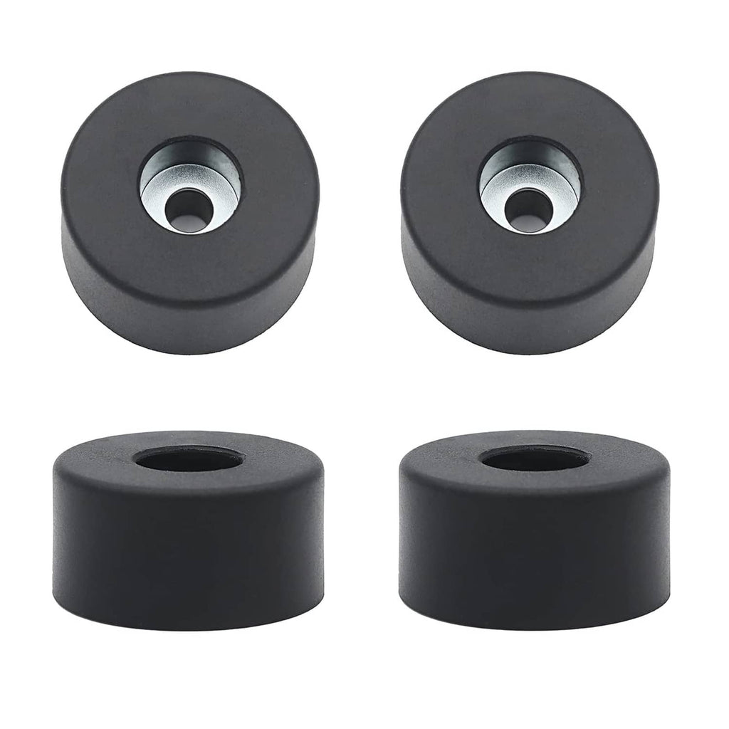 Black rubber isolator pads with metal threaded inserts, 4-pack replacement feet