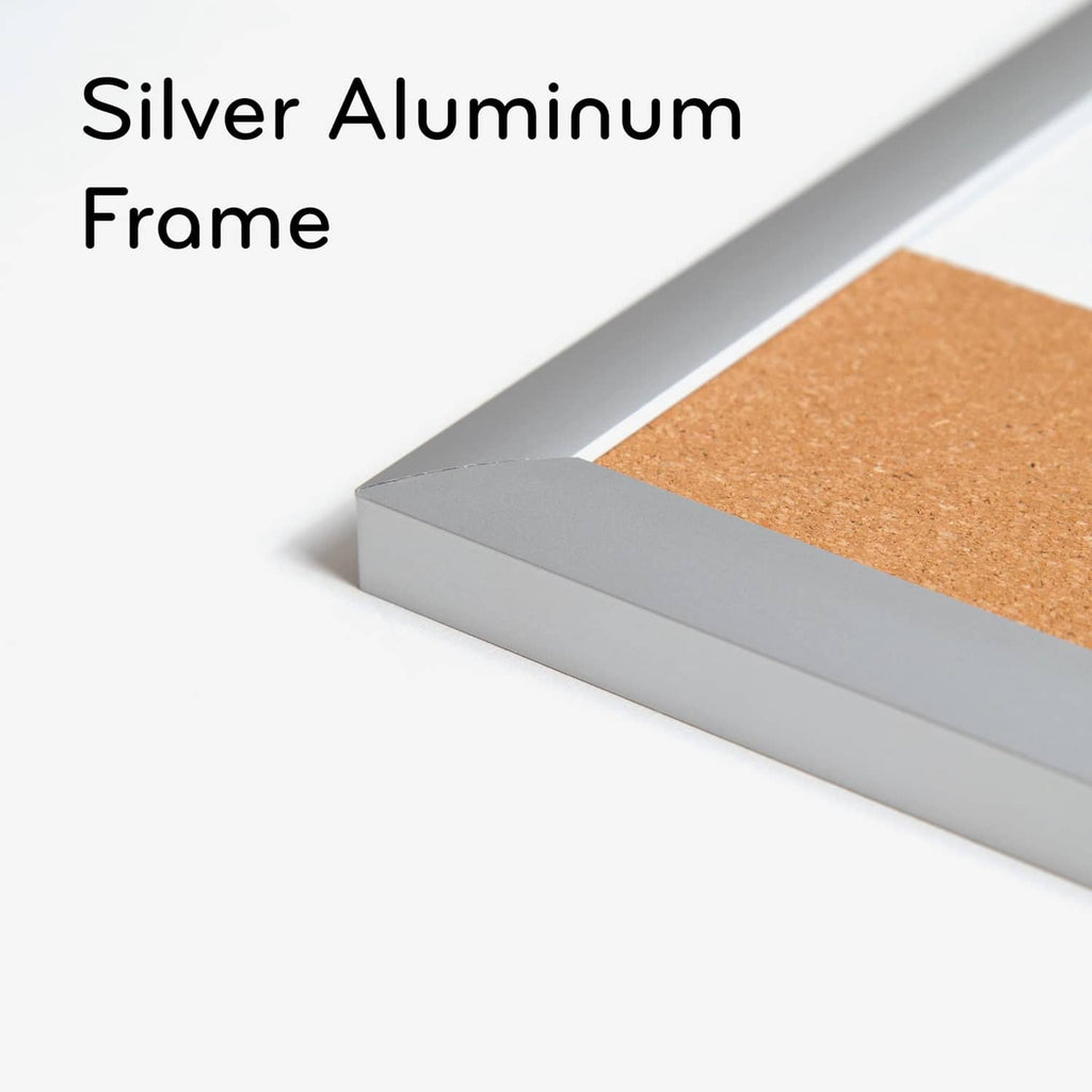 Gray aluminum frame channel detail for a dry-erase whiteboard