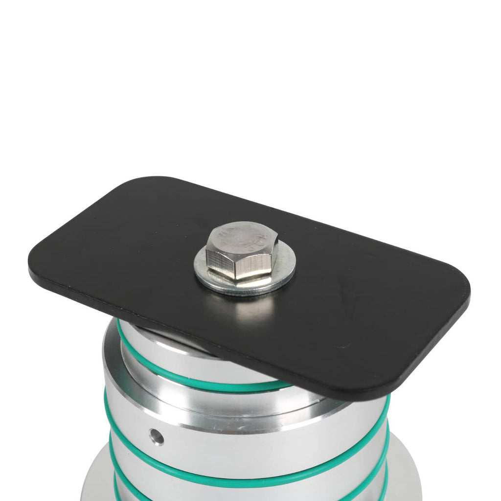 Drum tester tool with black base and silver metal clamp top