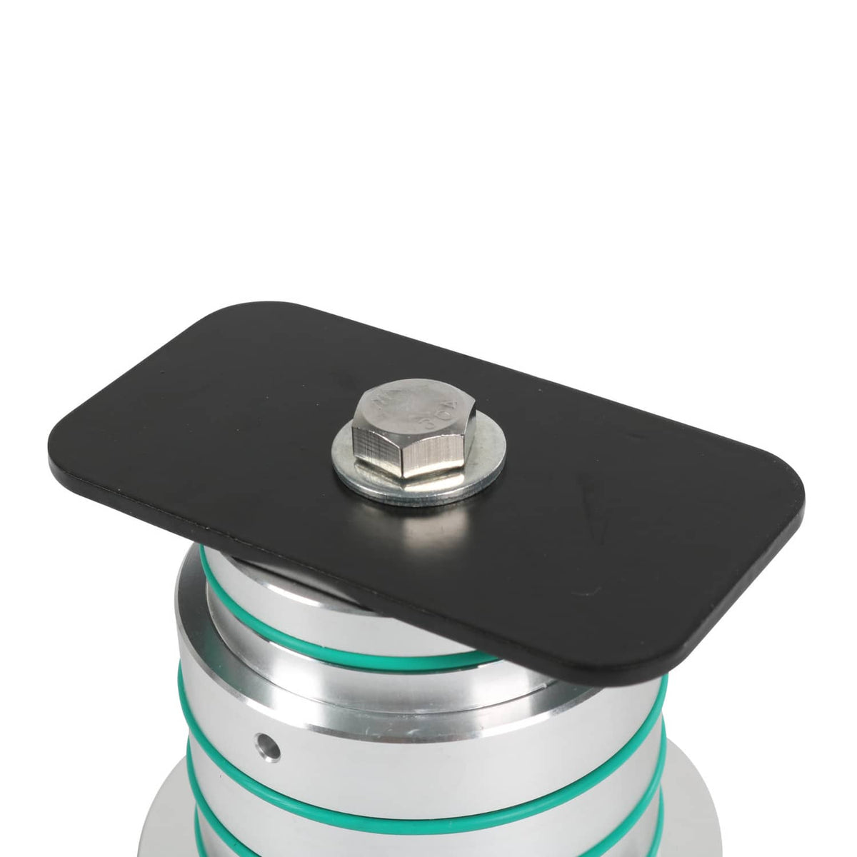 Drum tester tool with black base and silver metal clamp top