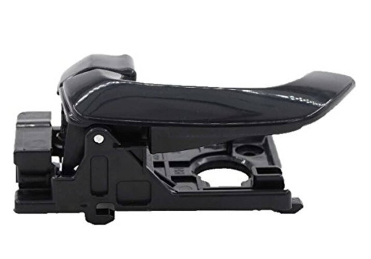 Black inside door handle with mounting bracket and latch components