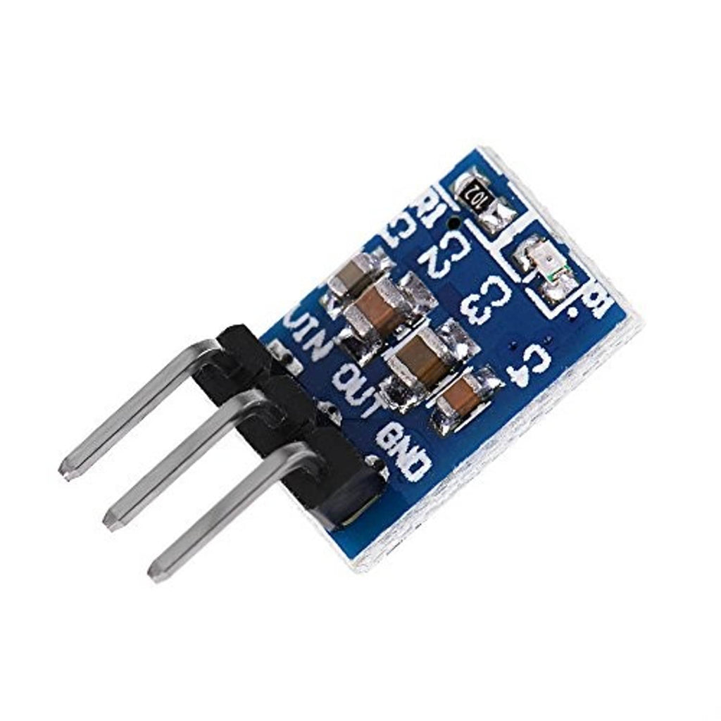 Blue AMS1117 3.3V step-down voltage regulator module with 3 metal pin legs