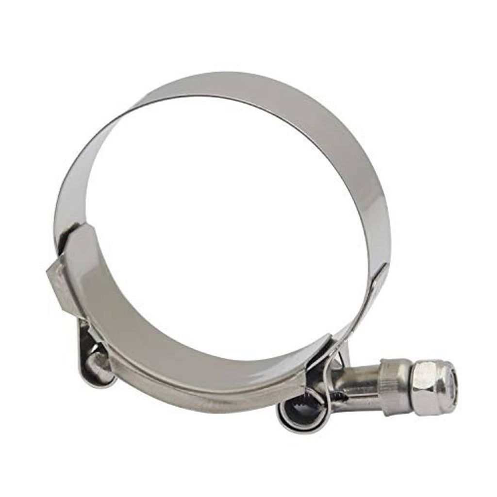 Stainless steel T-bolt hose clamp ring with bolt and wing nut-style hardware