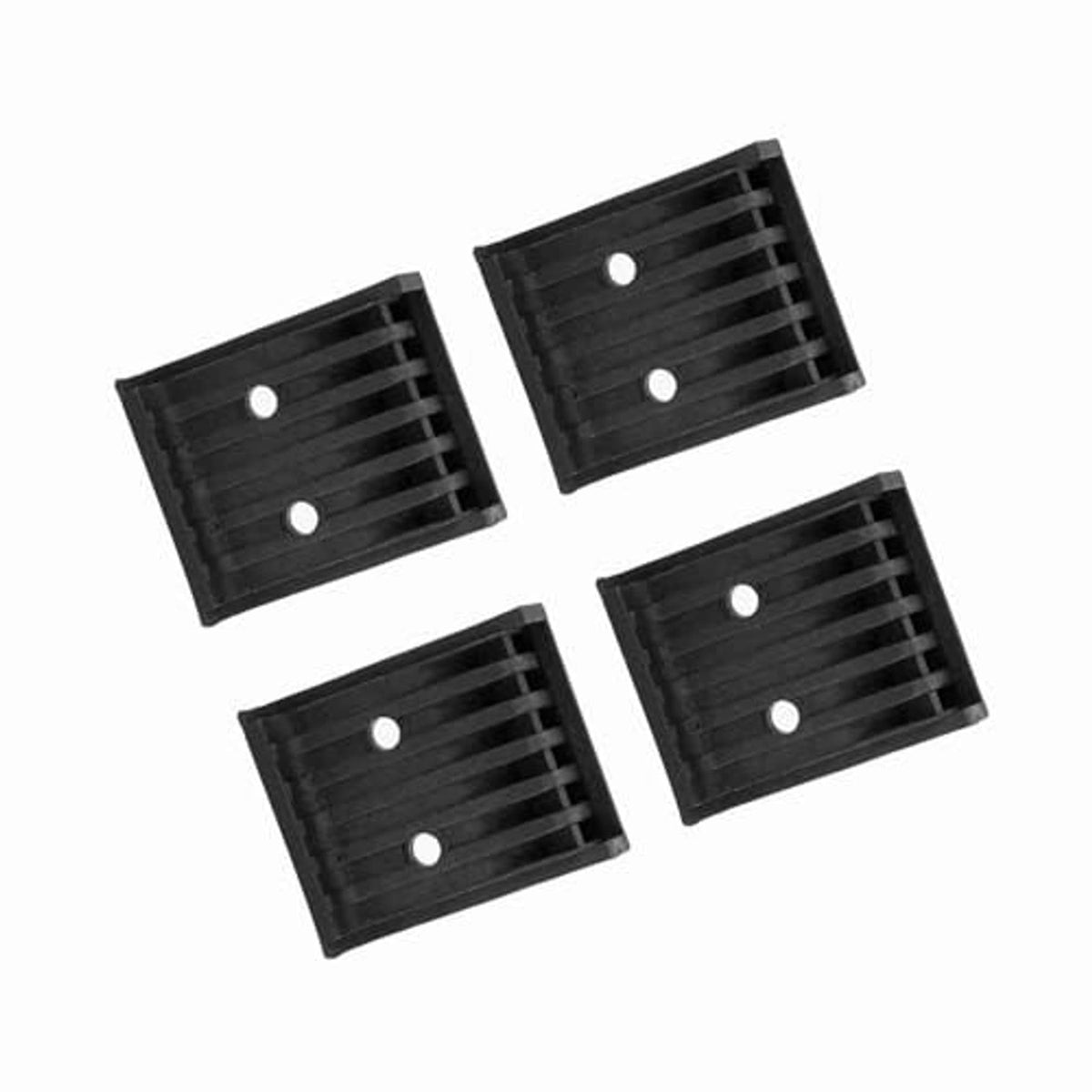 4 black ribbed jaw protector covers for tire changer clamps, each with two holes
