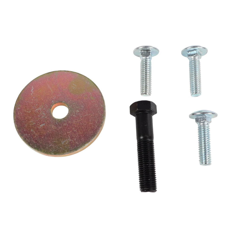 Lawn mower spindle mounting hardware set: washer, screws, and bolt