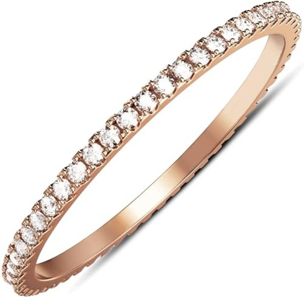 14K gold plated stacking ring with cubic zirconia stones