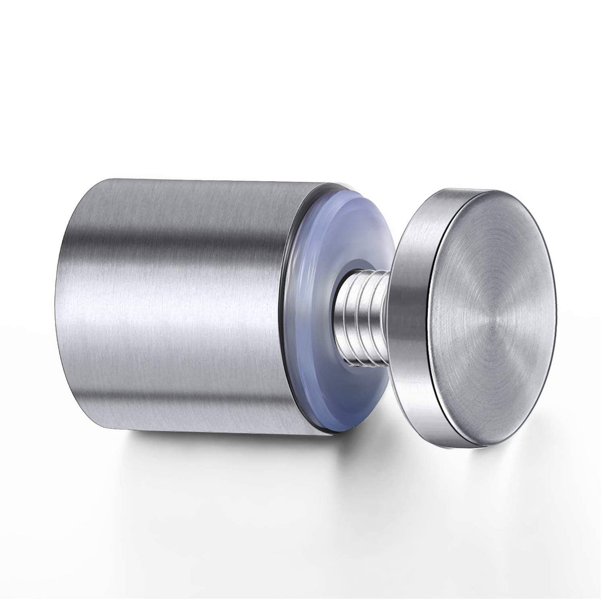 Silver sign standoff screw fastening set: spacer body with threaded connection and cap