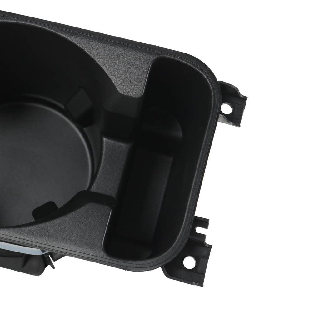 Black center console cup holder insert with rectangular side mount tabs