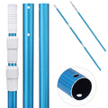 Blue telescopic pool cleaning pole, 3 expandable sections with white connectors