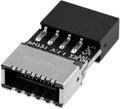 USB 3.2 header adapter, 9-pin to front-panel Type-E style, metal connector with black housing