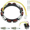 Alternator stator ring with copper windings and yellow wire leads