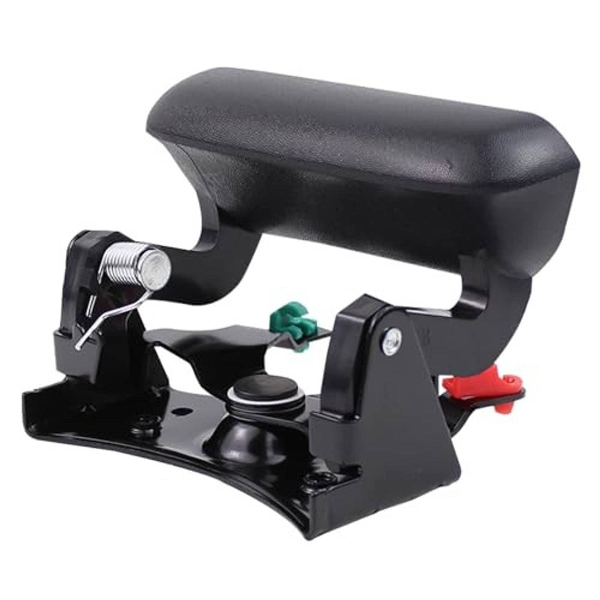 Black tailgate handle bezel bracket with camera mount hardware and wiring terminals