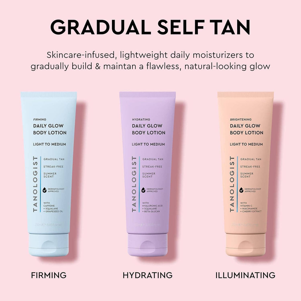 Three body lotion variants in tubes: firming, hydrating, illuminating