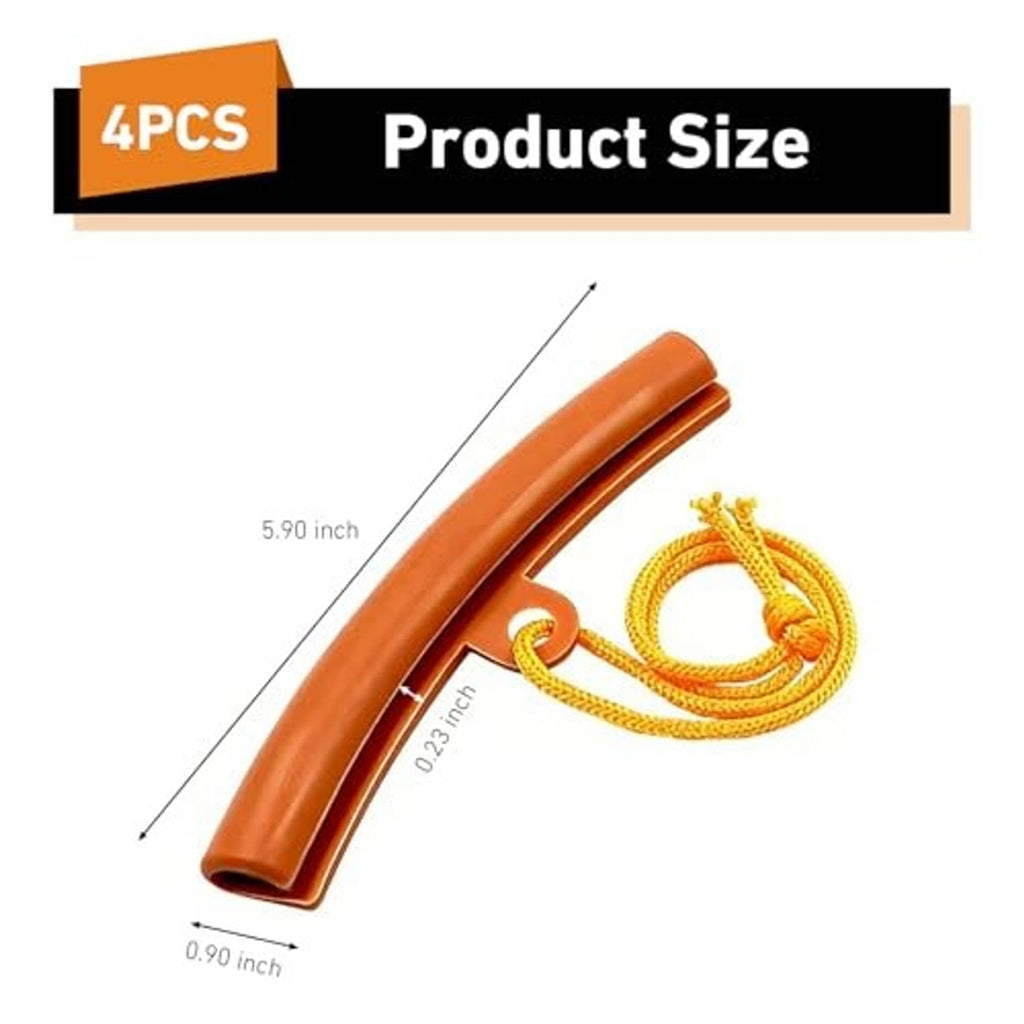 Orange rim protector bar with yellow rope lanyard, 4-piece sizing