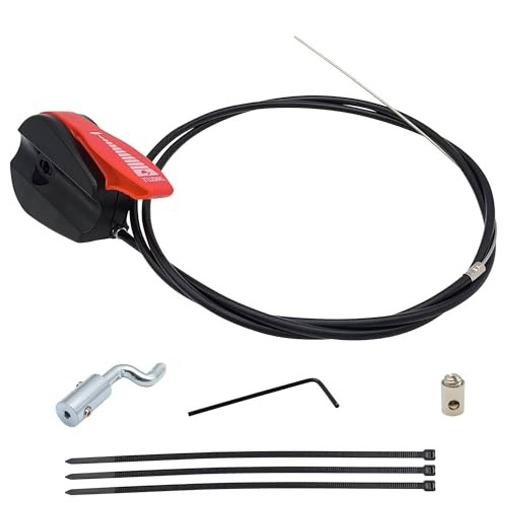 Throttle cable switch kit with lever handle, hex key, fittings and threaded rods
