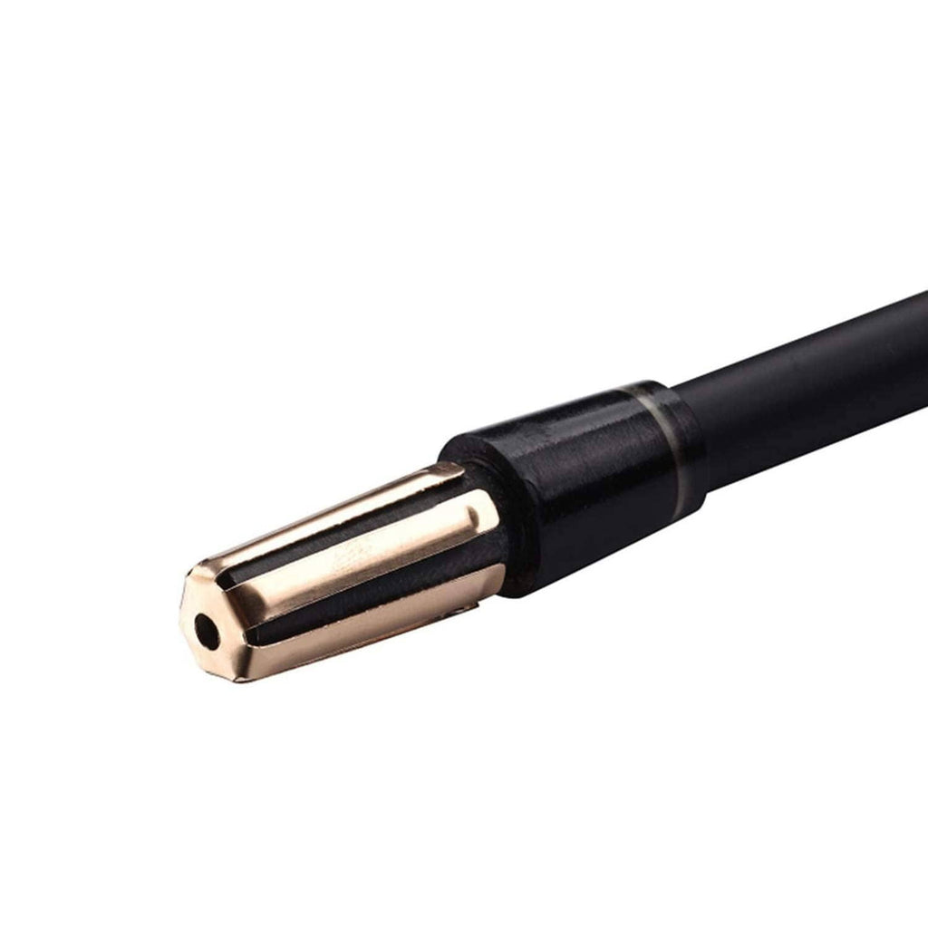 Brass golf shaft adapter shim on a black golf shaft end