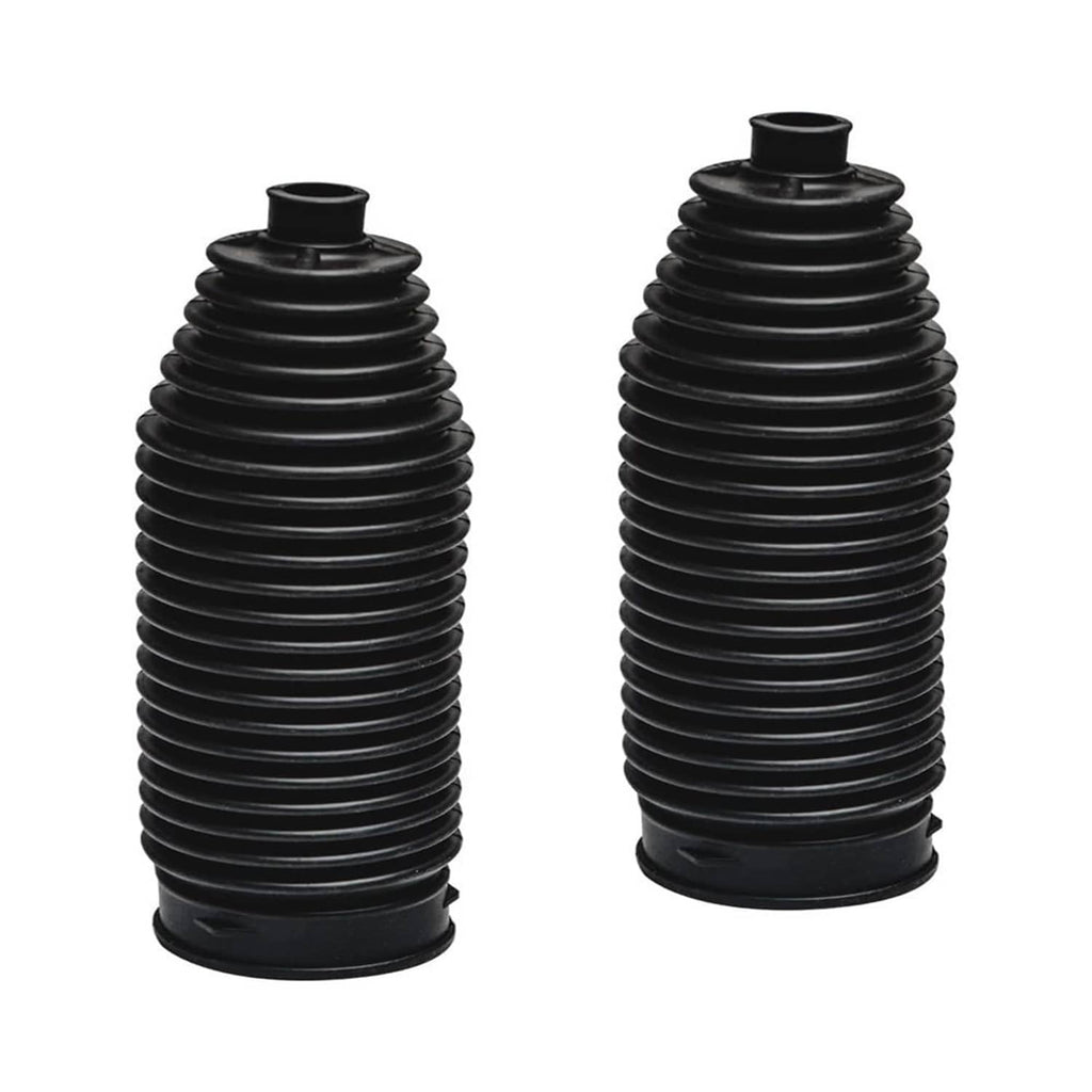 Pair of black rubber suspension bellows with ribbed protective covers
