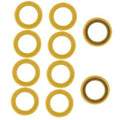Set of 10 yellow outboard gearcase drain plug seal gaskets, round rubber rings