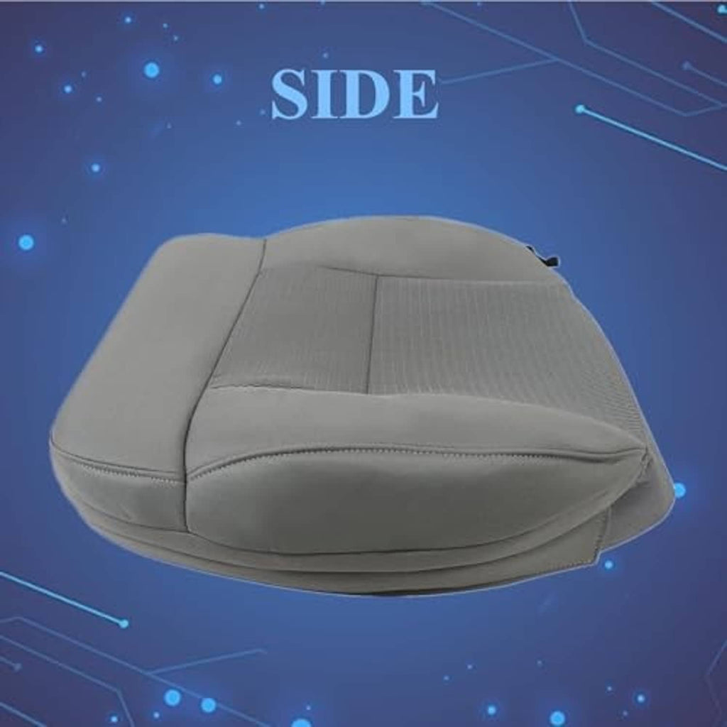 Flint gray cloth seat bottom cushion cover with side seam and attachment tab