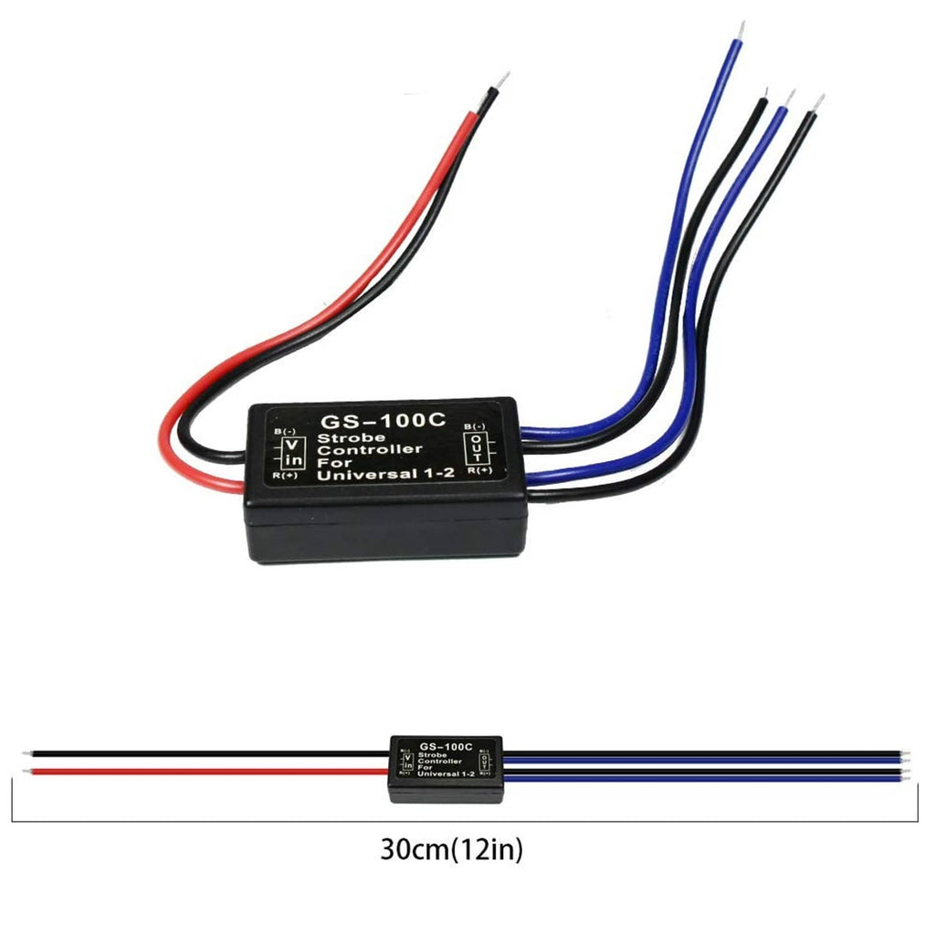 GS-100C strobe controller flasher with wire leads, 30cm length shown