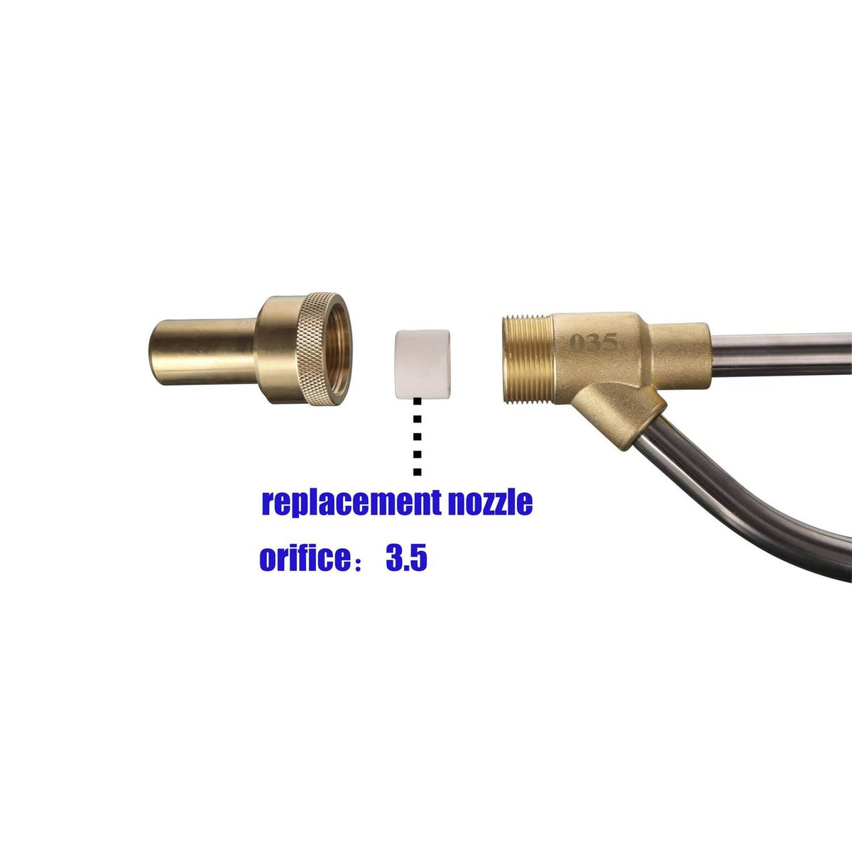 Brass replacement sandblasting nozzle with 3.5 orifice insert