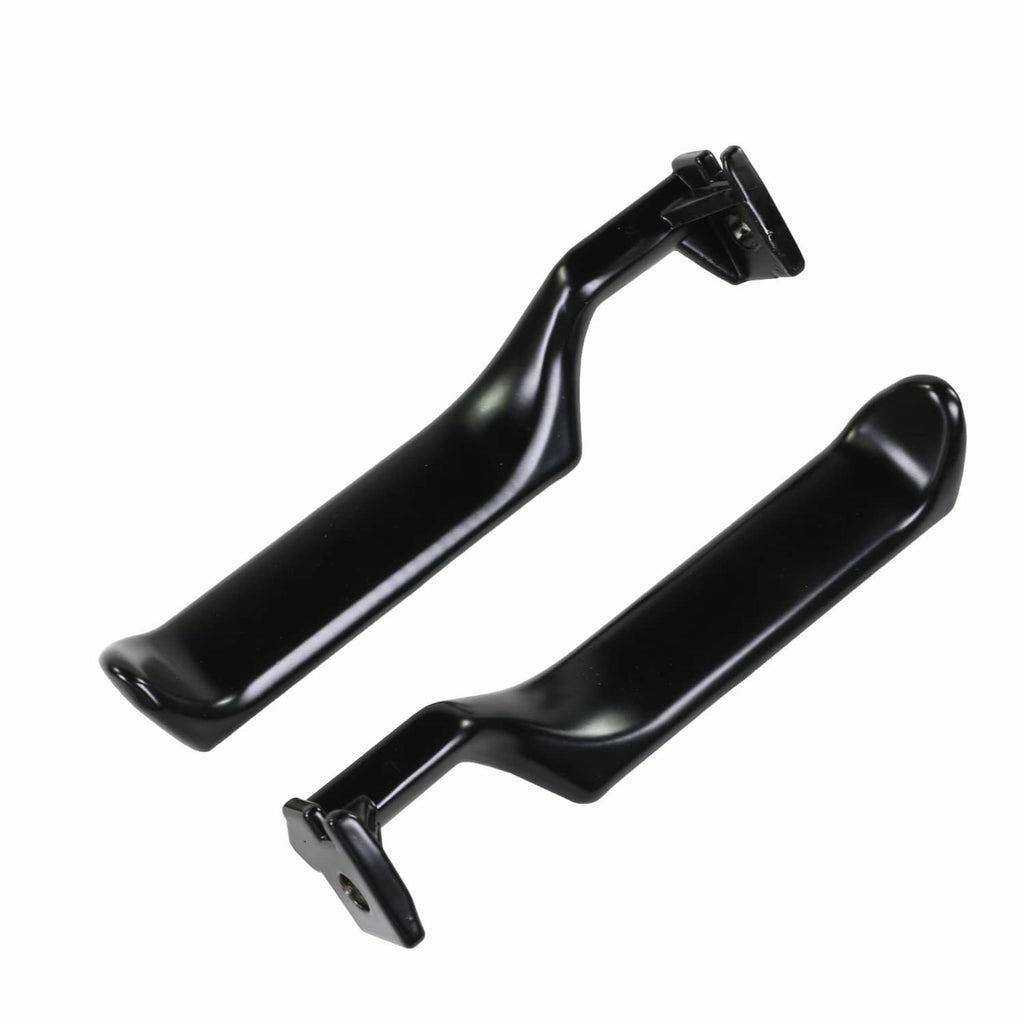 Black interior door handle pair with curved lever shape and end mounting brackets