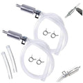 Complete brake bleeder hose kit with clear tubing, two check valves, and clips