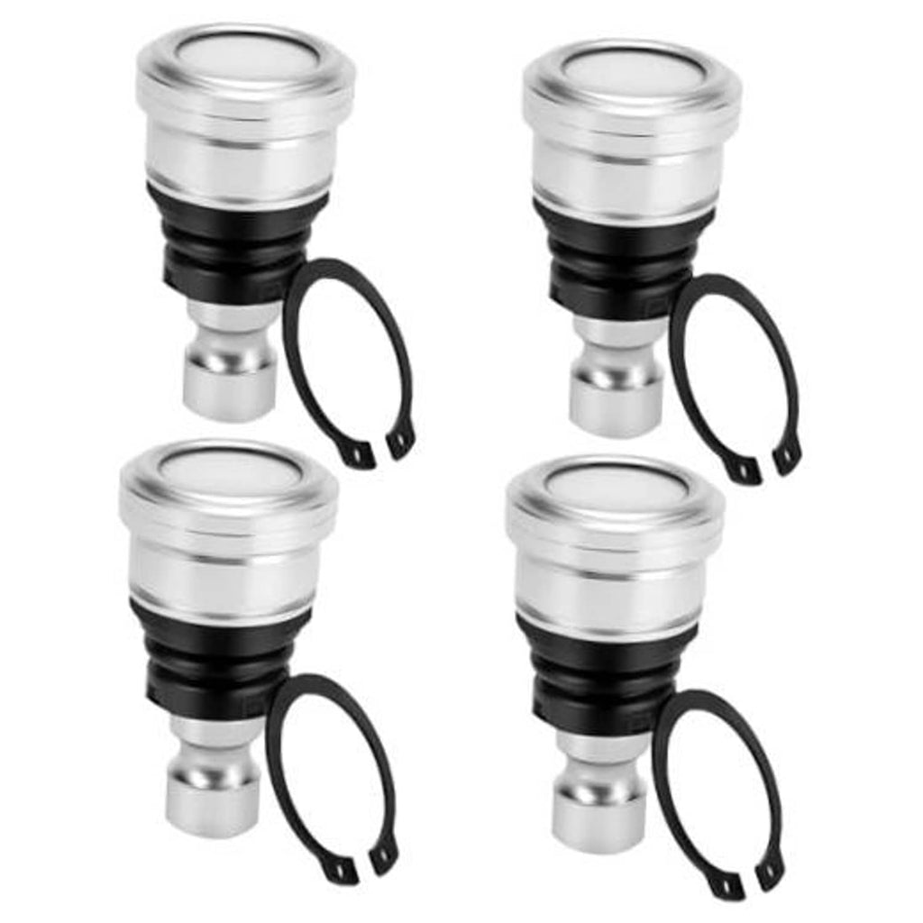 Front ball joint set, silver metal housings with black rubber boots and clips (4-pack)