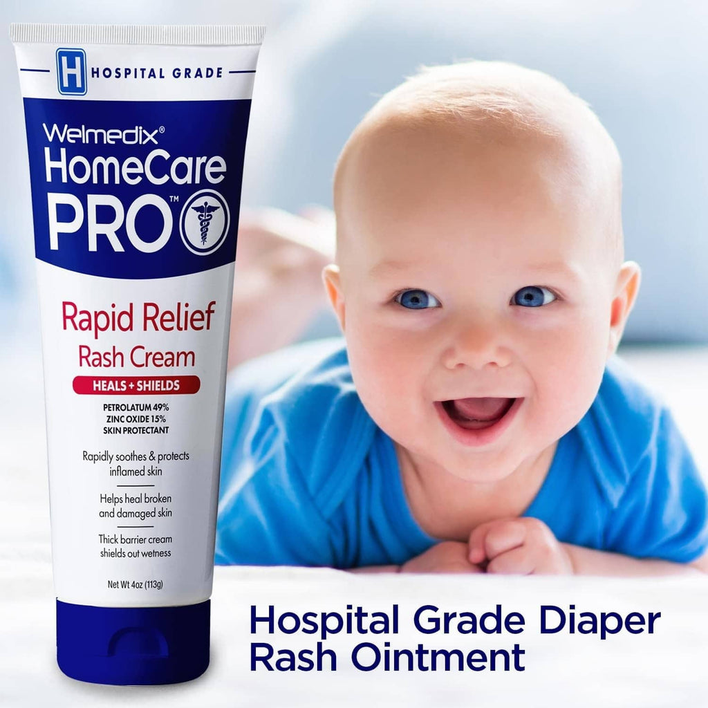 Welmedix HomeCare PRO Rapid Relief zinc oxide diaper rash cream tube.