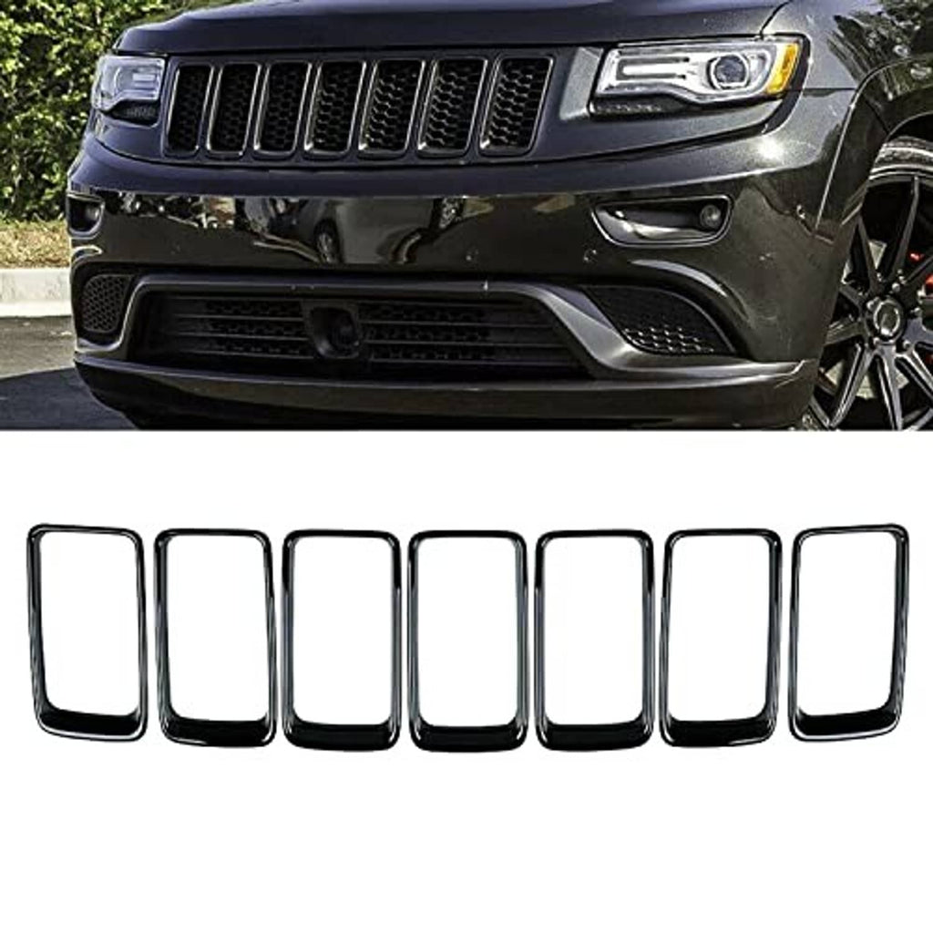 Set of 7 black grille vent insert trim rings with chrome outer edge