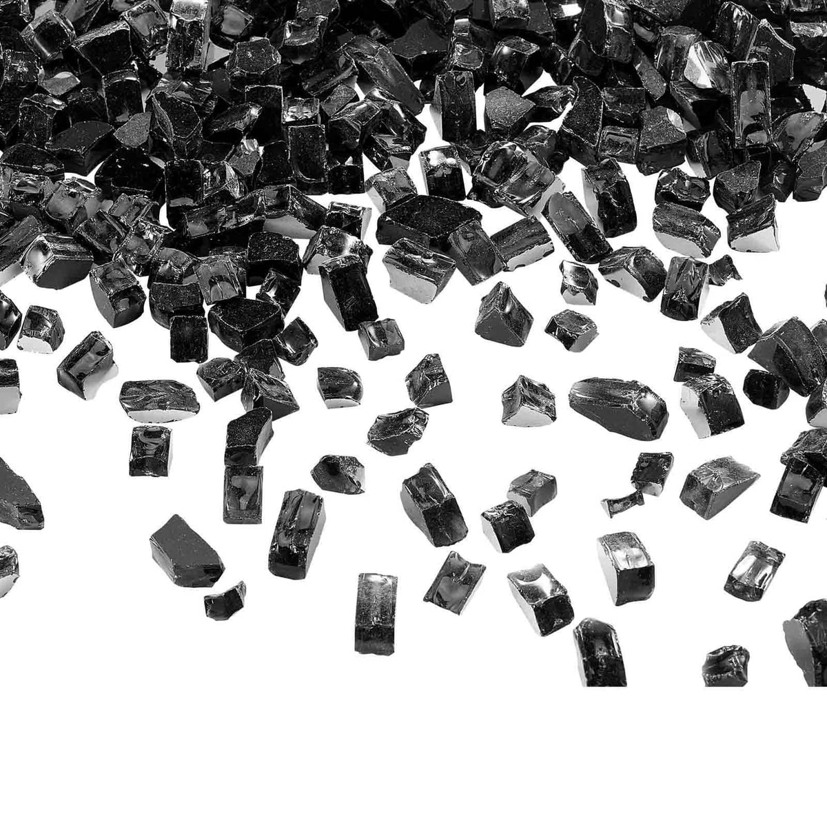 Uimoso black 1/2-inch glass stones scattered, small cube pieces