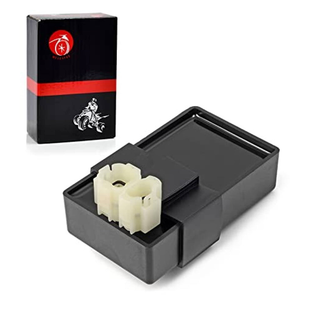 CDI ignition control module with open black plastic case and white connector