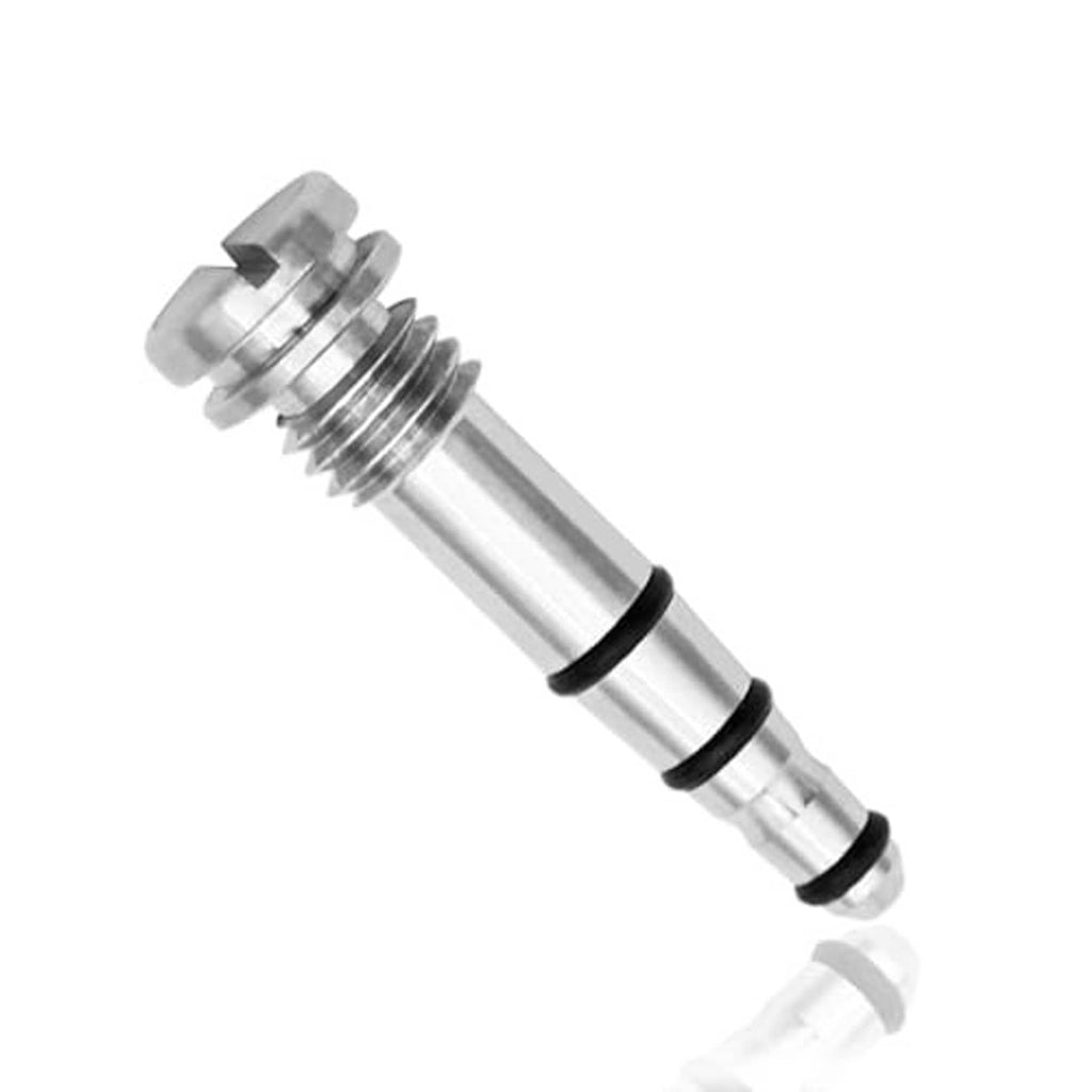 Stainless steel manual release relief valve with hex cap and black sealing rings.