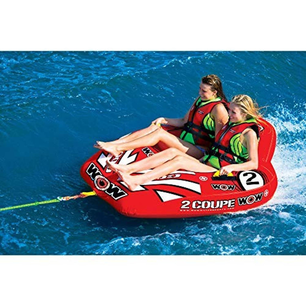 Wow Coupe 2-person inflatable boat towable tube carrying two riders on open cockpit