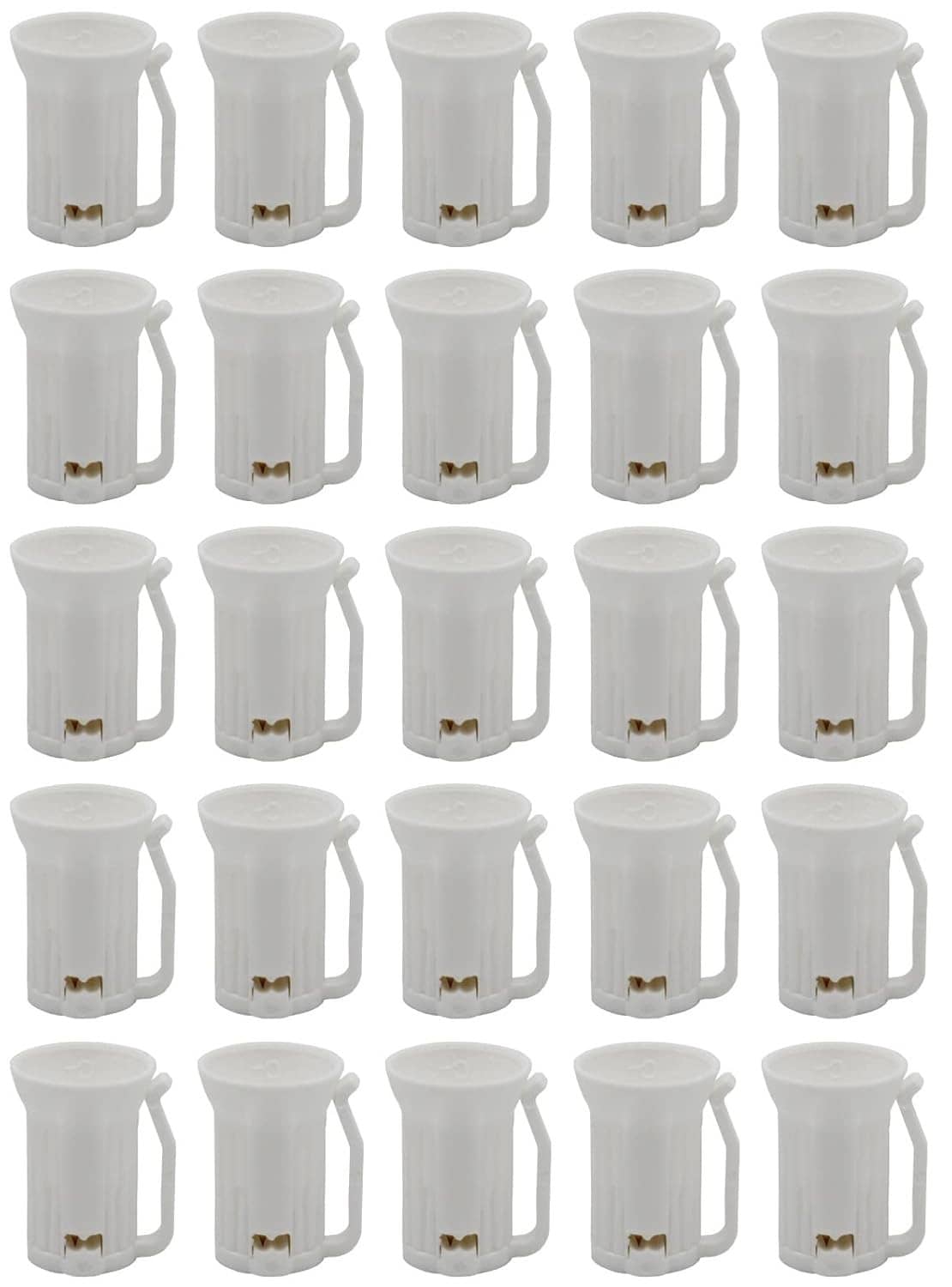 Multiple white C7 replacement light sockets with hinged side clip and metal contact