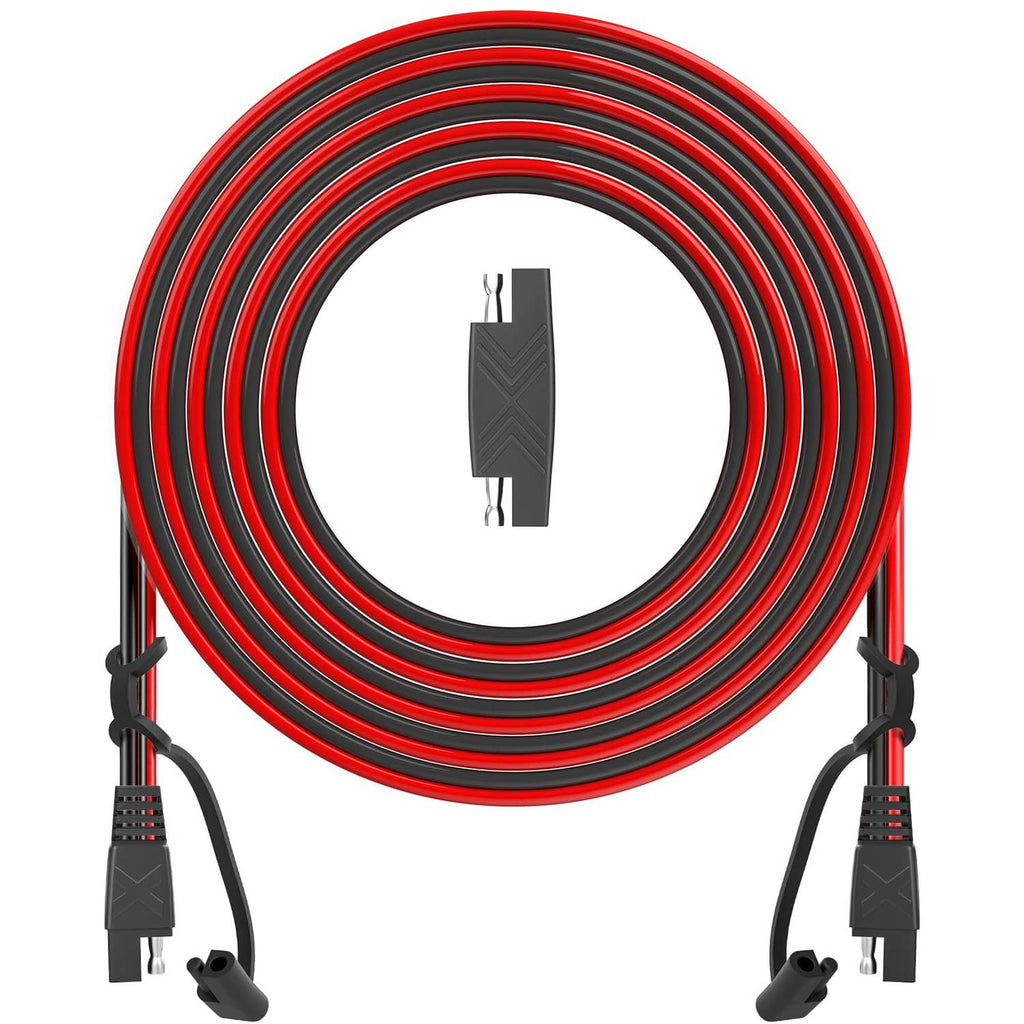 SAE-to-SAE extension cable with red wire coil and black quick-connect ends
