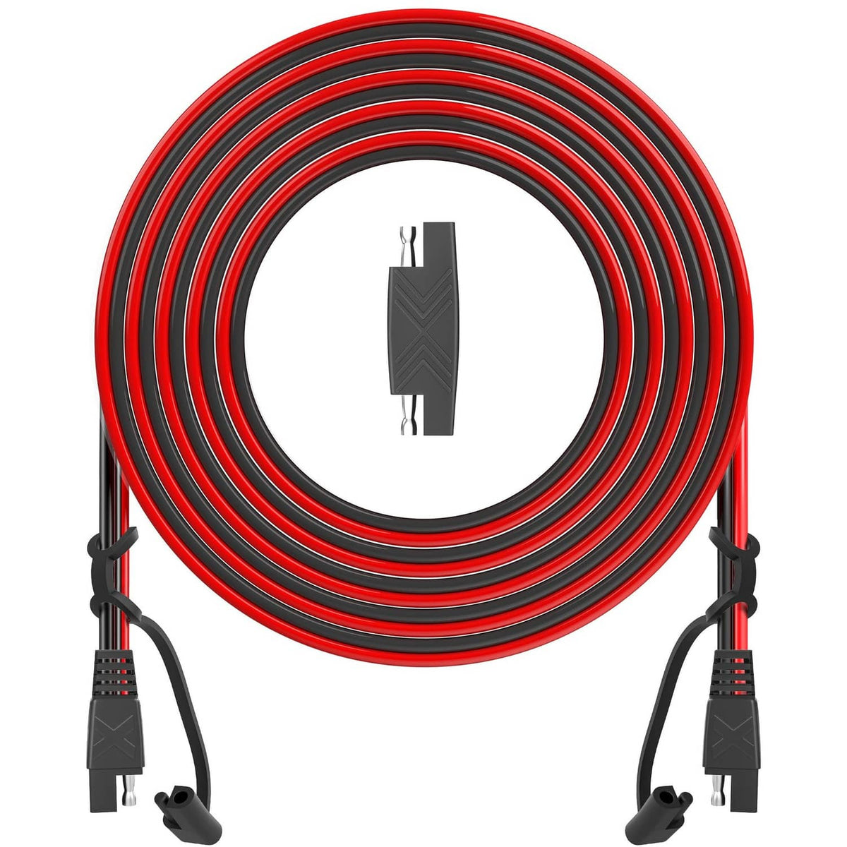 SAE-to-SAE extension cable with red wire coil and black quick-connect ends